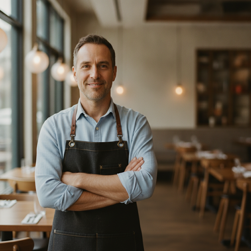 Operator standing in his dining room